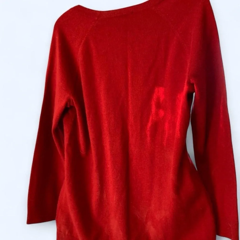 Talbots Red sequin snowflake sweater Size S #winterwear